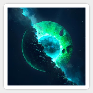 Emerald Lunar Core Cracking Open Sticker